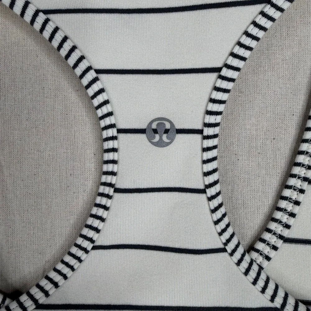Lululemon Women's Athletic Racerback Striped Tank Top size 6 White/Black